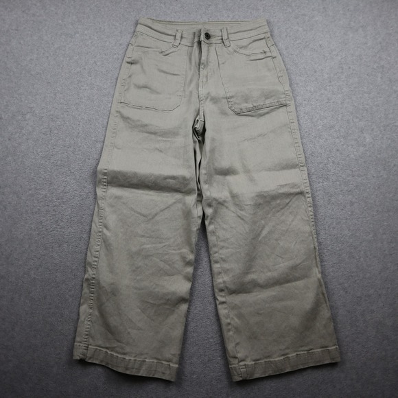 Kuhl Pants - Kuhl Pants Womens 2 Reg Wide Leg Tan Linen Blend Cropped Outdoor Casual Gorpcore